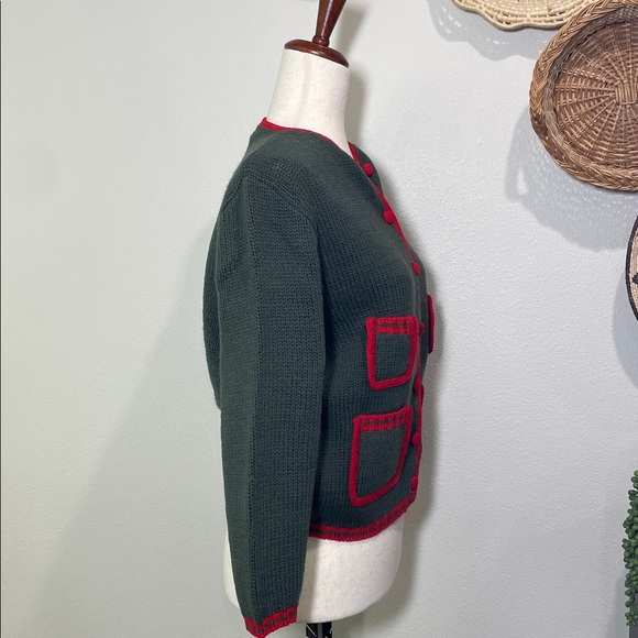 Vtg 60s Women’s Crew Neck Wool Cardigan Evan Picone Ski Sweater 4 Pockets Small - Picture 5 of 17